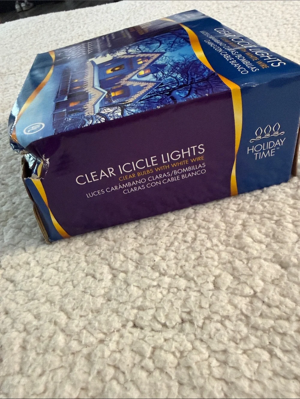 Holiday Time Clear Icicle Lights - White Bulbs